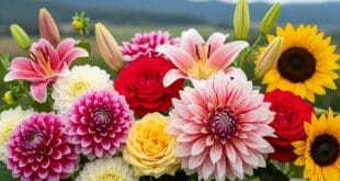 Sekelompok bunga hias berwarna-warni bermekaran, melambangkan potensi pertanian dan pariwisata "kota wisata bunga\" Parongpong, Kabupaten Bandung Barat